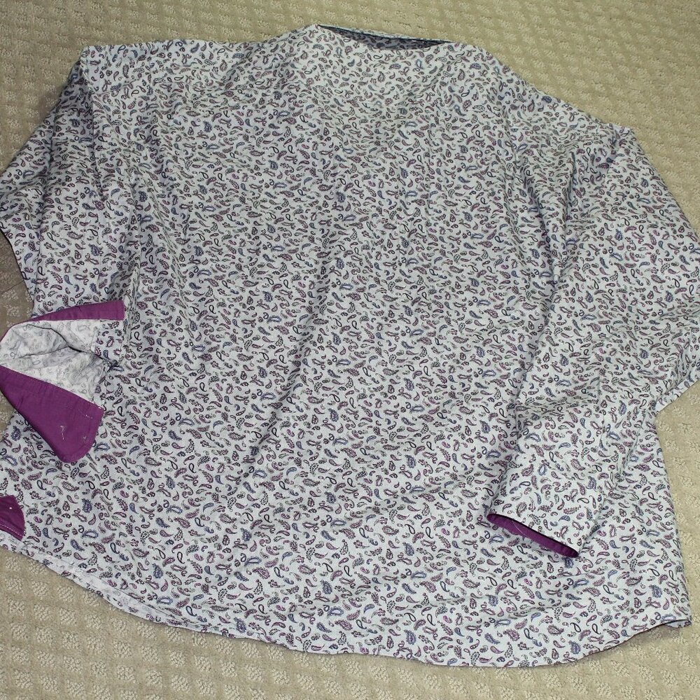 Sir by Eddie Edwards Men's Size 5XL Retro Paisley Long Sleeve Button-Down Shirt - Picture 2 of 5
